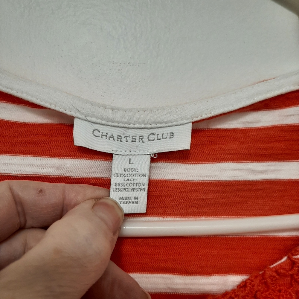Charter Club Stripe with Crochet Tank, Size Large - Picture 4 of 4